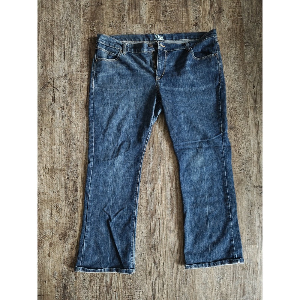 Women's Old Navy Denim Flare Stretch Blue Jeans Diva Curvy Profile Size 18